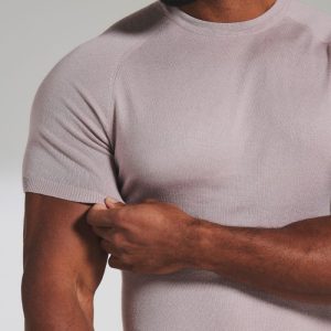 Fine Gauge Knitted T-Shirt in Dusky Pink