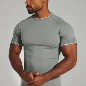 Fine Tipped T-Shirt in Sage with White Trim