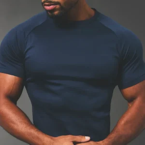 Mercerised Cotton T-Shirt in Navy