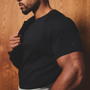 Mercerised Cotton T-Shirt in Black