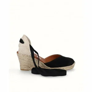 Viguera Black Suede Espadrille Wedges